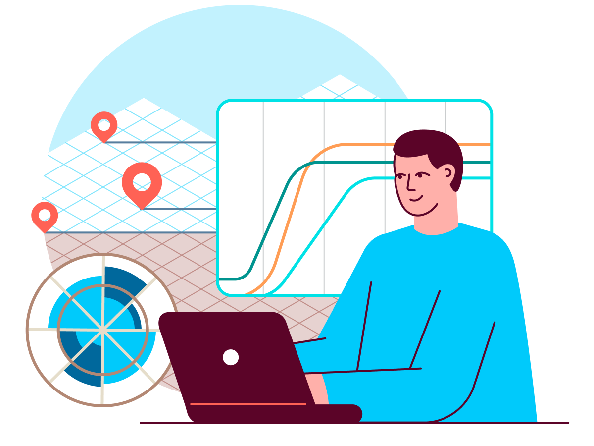 Drawing of a person using RRAP for wind energy analysis