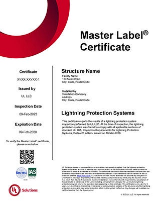 Sample Master Label Certificate