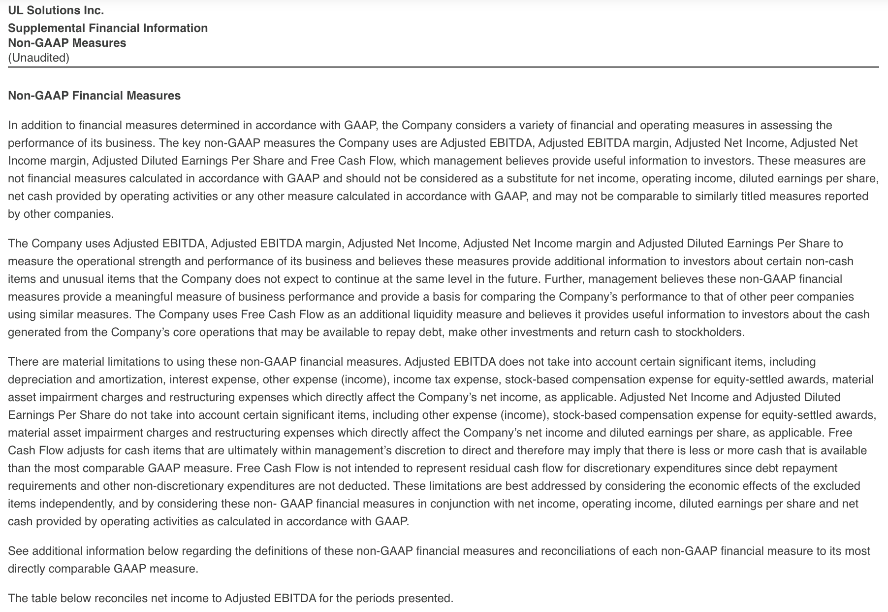 Supplemental Financial Information Non-GAAP Measures Q2