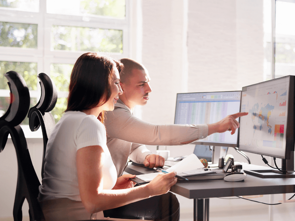 People working on a computer