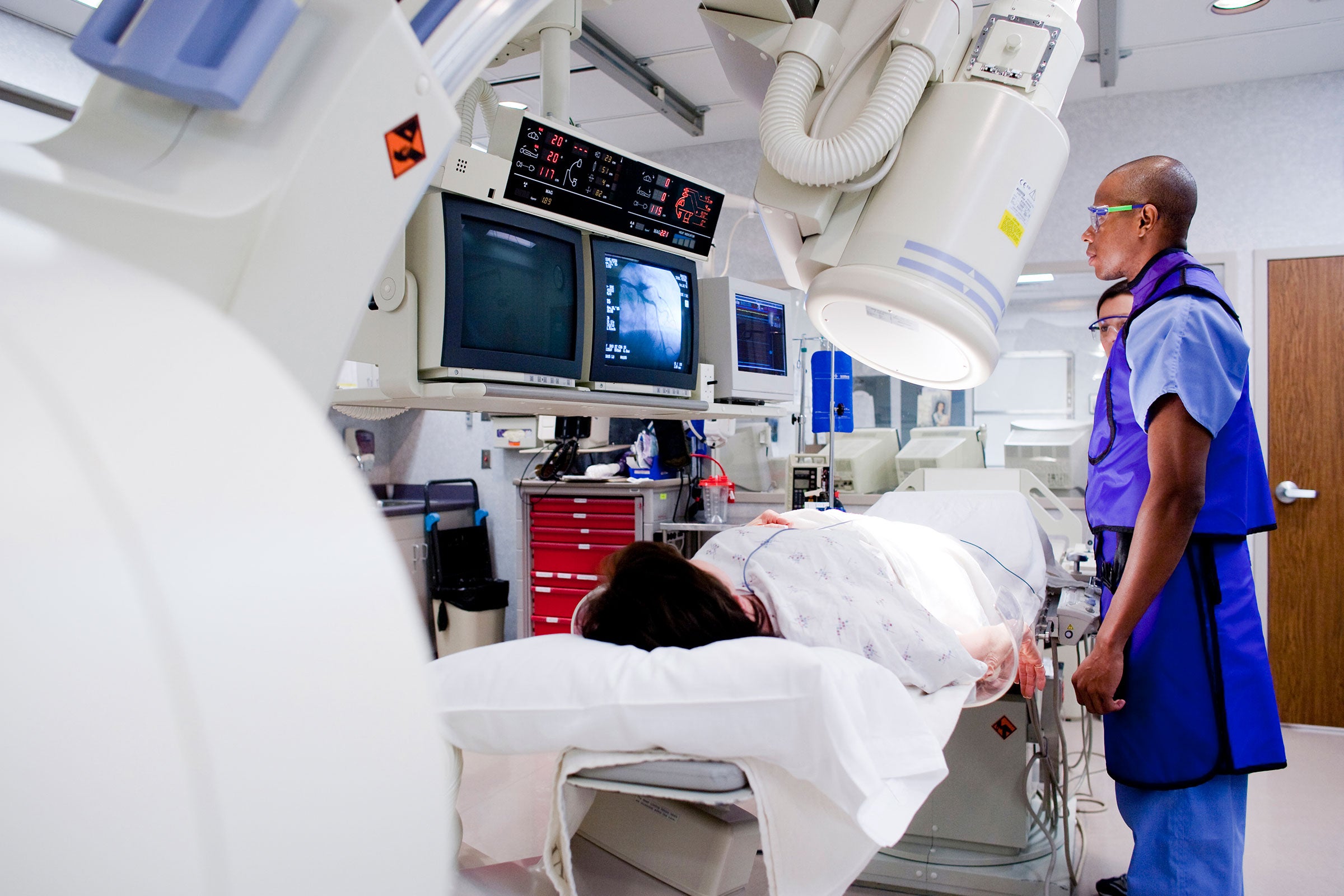 Person undergoing an x-ray in lab