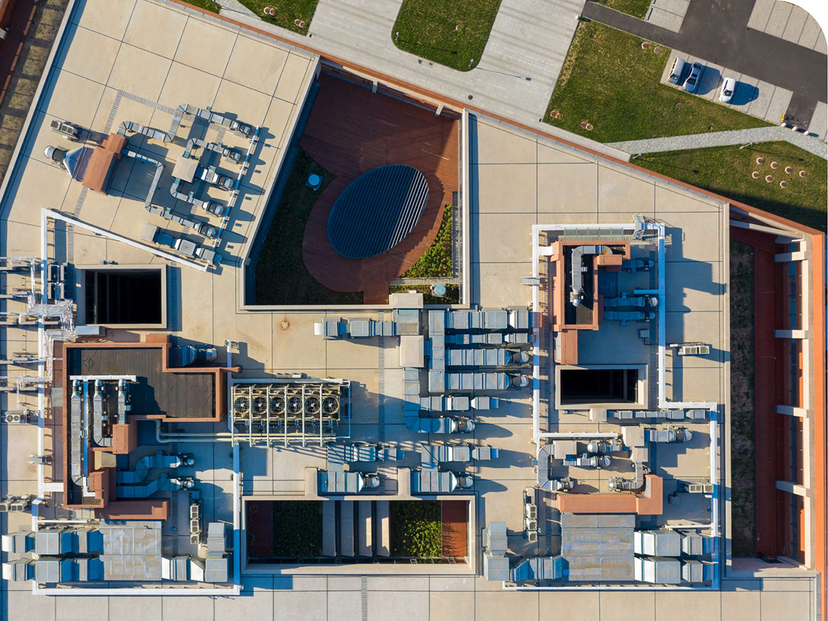 aerial view of a manufacturing plant