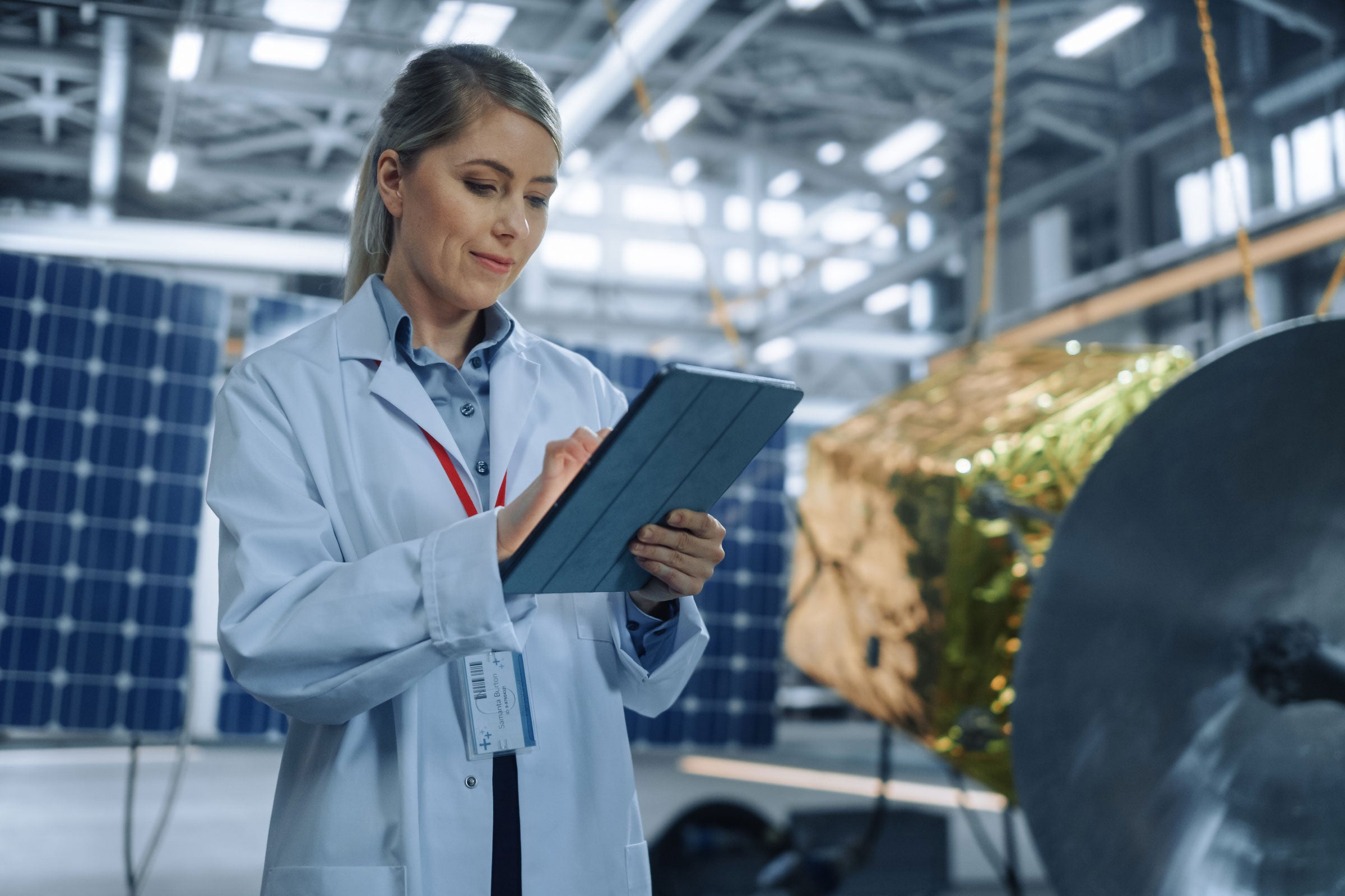 Scientist working with a tablet