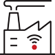 Icon of a factory with a wifi symbol on it