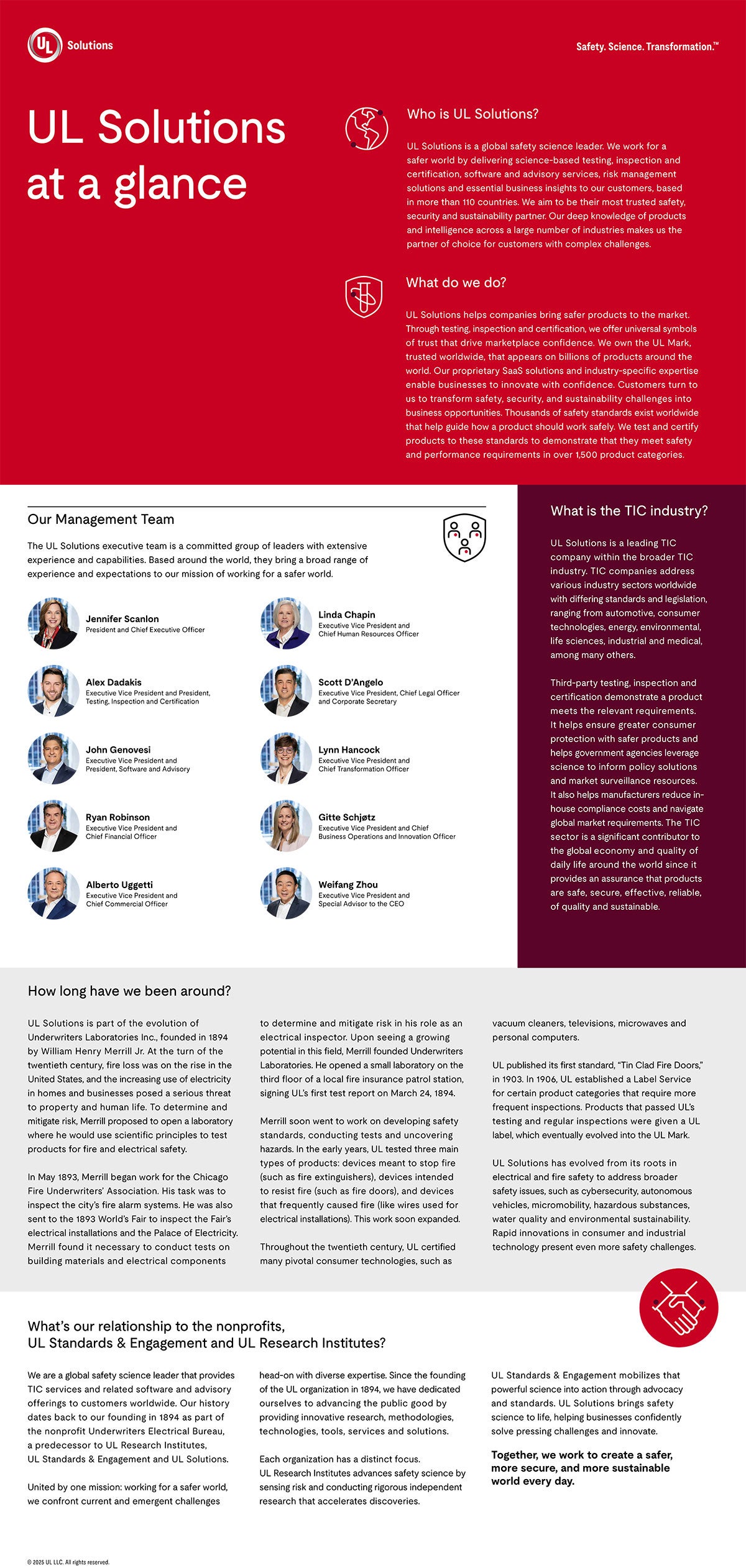 At a glance leadership page