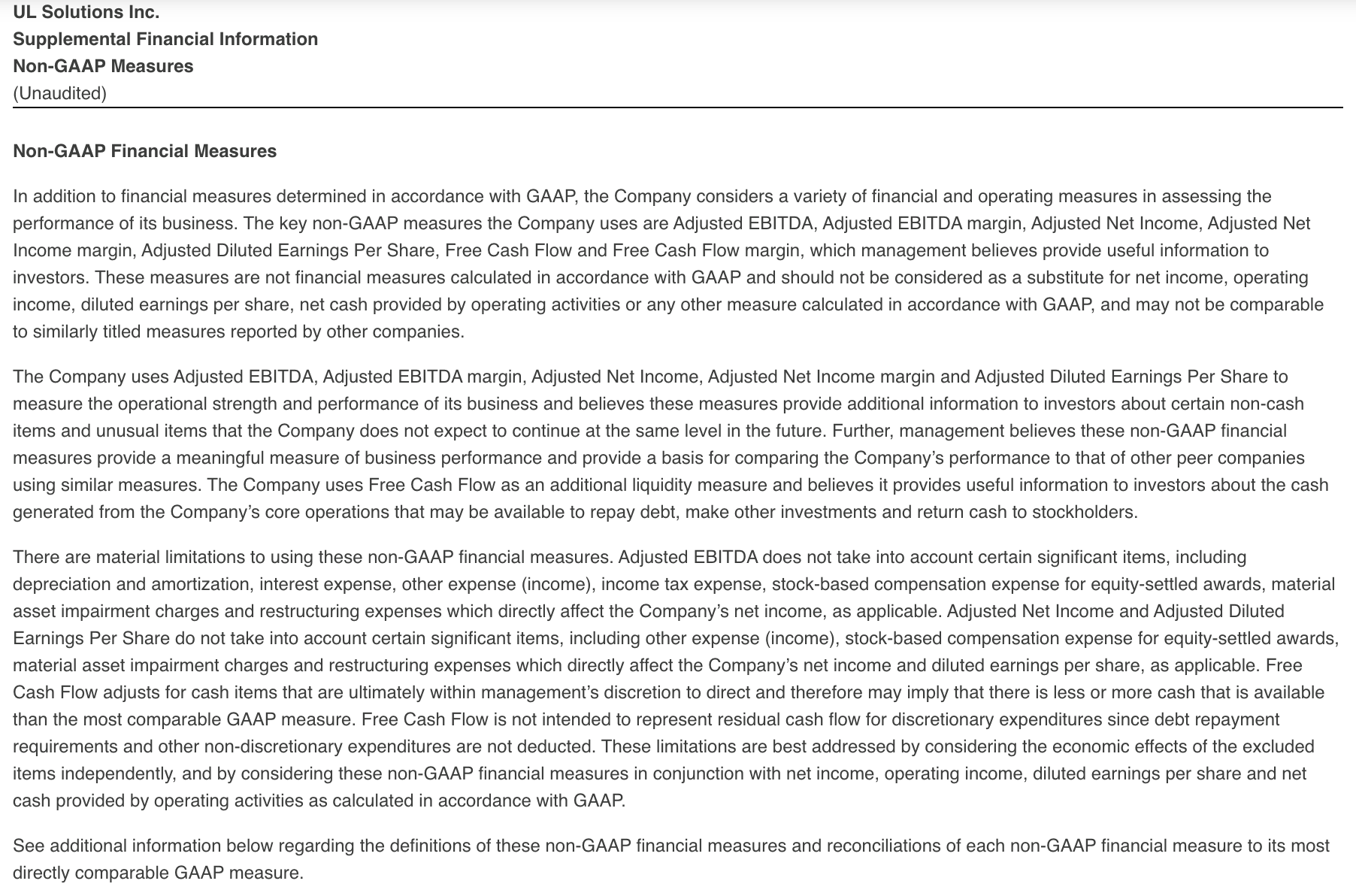 Non-GAAP Measures