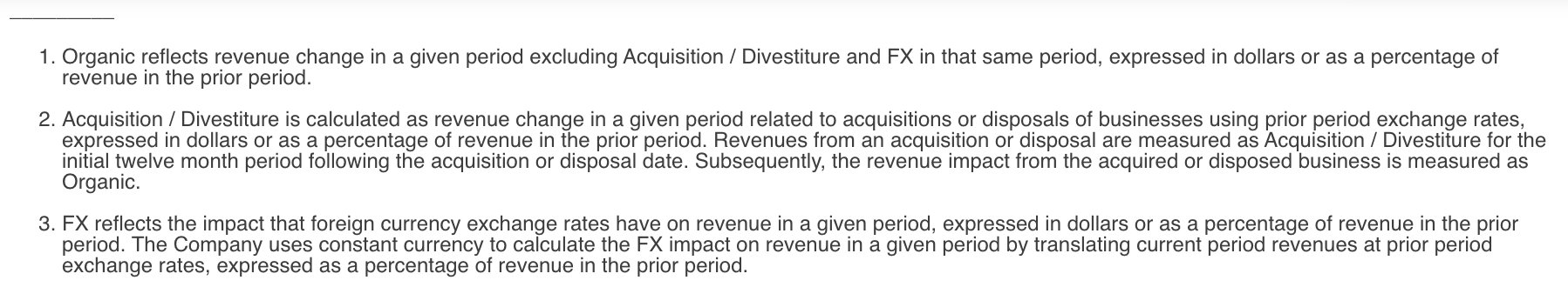 Footnotes for Revenue by Major Service Category and Revenue Growth Components