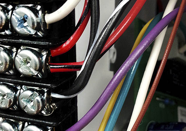 A close-up image of appliance wiring. 