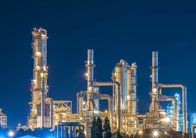 Refinery at night