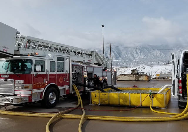 Fire truck undergoing pump testing