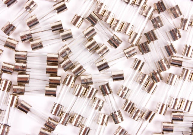 Many fuses on a white background