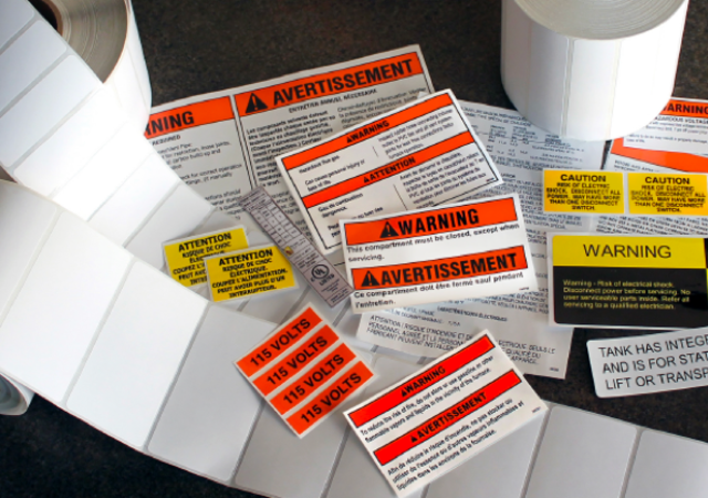 Close up of different types of labels