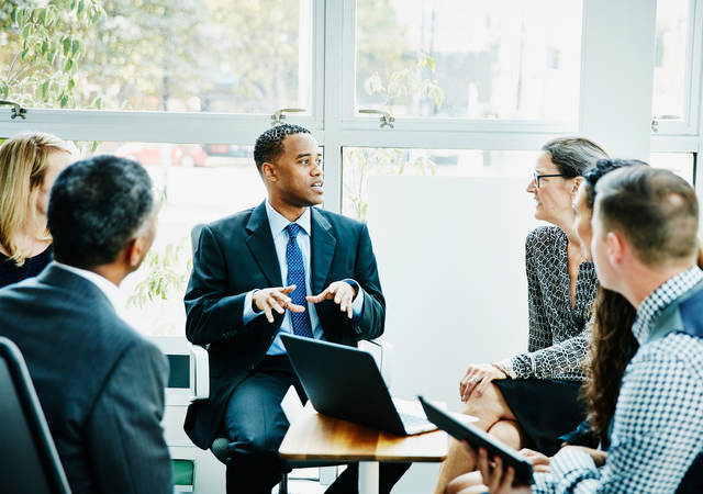 Businessman leading a group workshop