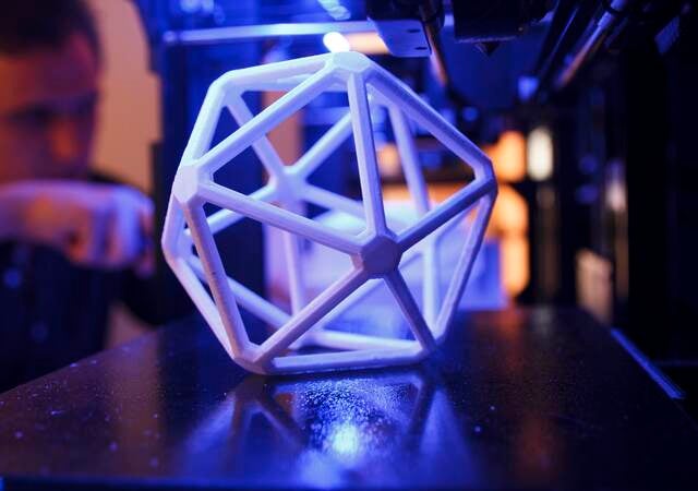 Image of 3D printed icosahedron (20-sided) polymer shape