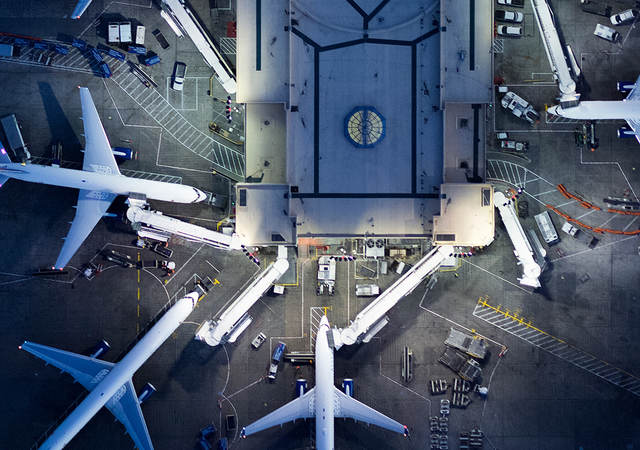 overhead view of an airport