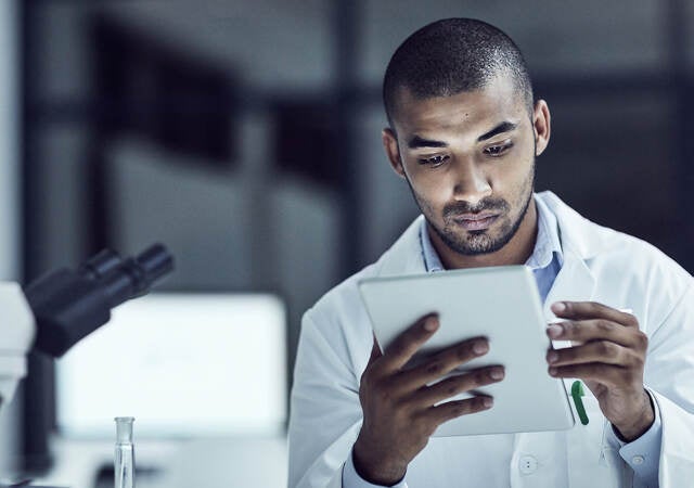 Scientist using an ipad