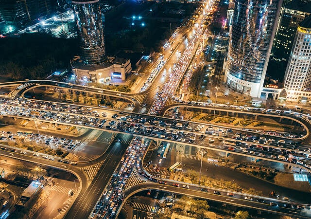 Aerial View of Traffic Jam, Beijing, China