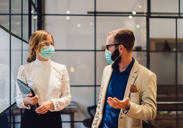 employees wearing masks