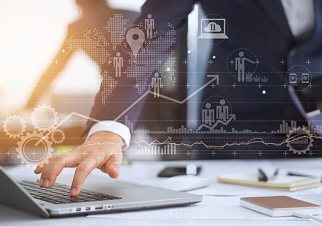 Businessman working using laptop