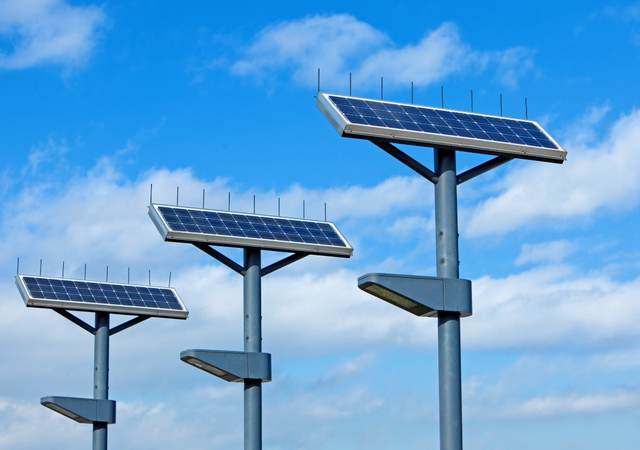 Solar lighting with blue sky in the background