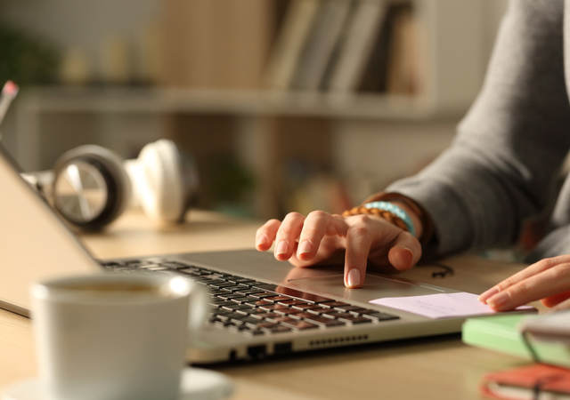 A person using a laptop computer