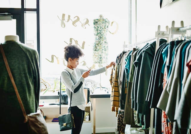 Woman shopping for clothes