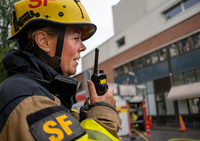 First responder with radio 