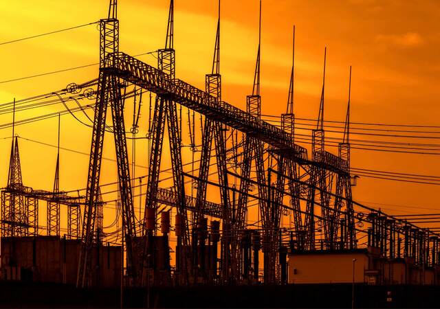 Power stations at dusk