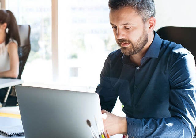 Man working on laptop