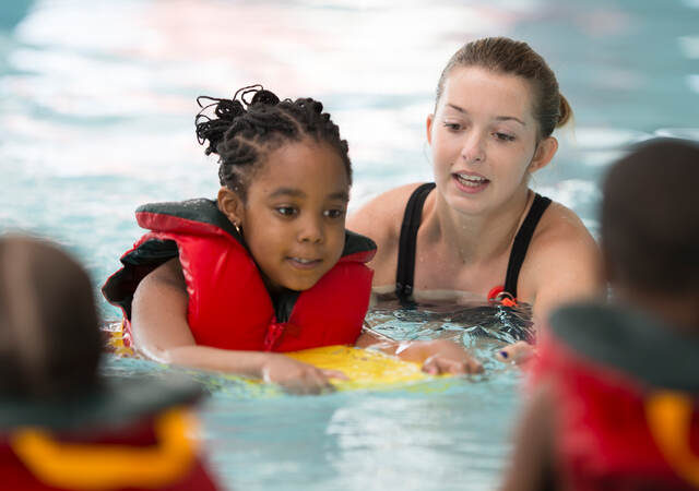 Children playing in swimming pool