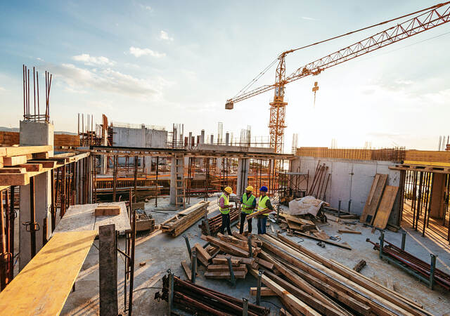 Construction crane on a building site