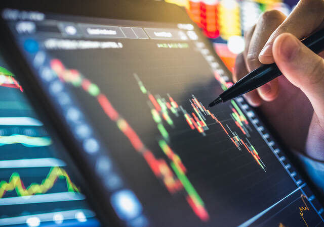 Analysis of stock chart for investment in stock market and finance business planning