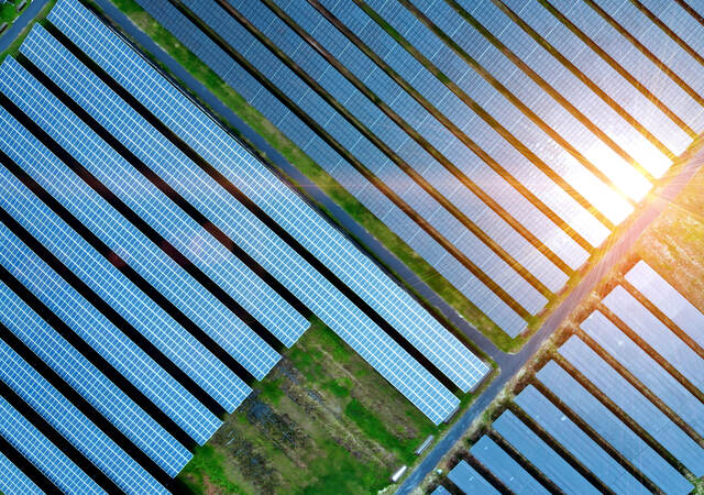 Aerial view of a solar farm