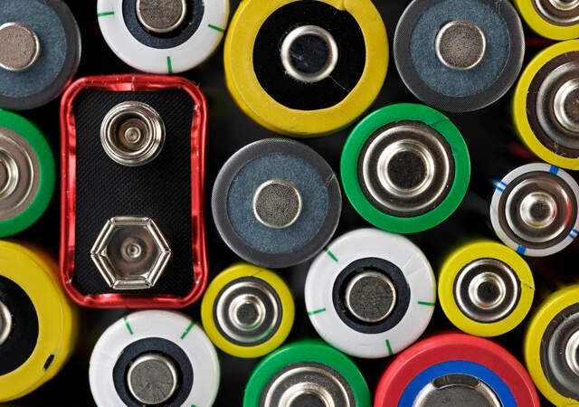 Different types of batteries next to each other