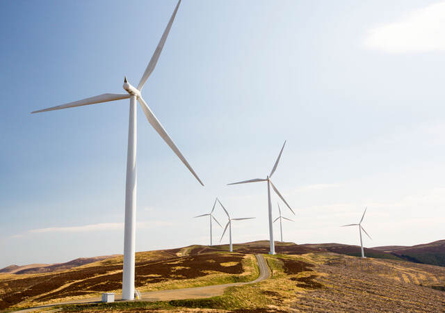 The Clyde Wind Farm in the Southern Uplands of Scotland near Biggar.