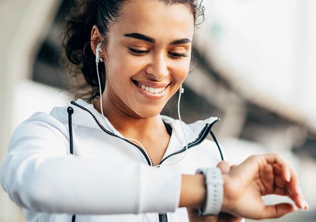 Woman and smartwatch