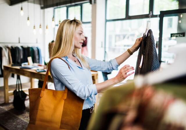 Shopping in an apparel store