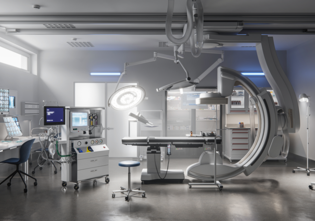 High-tech medical devices in an operating room