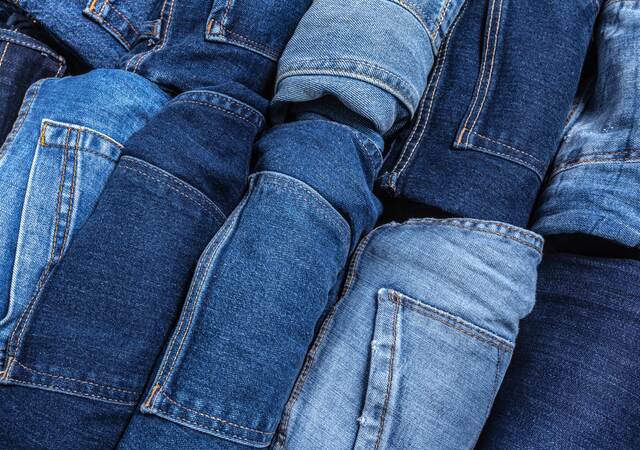 Row of denim jeans