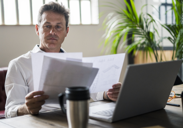 Businessman reviewing documents