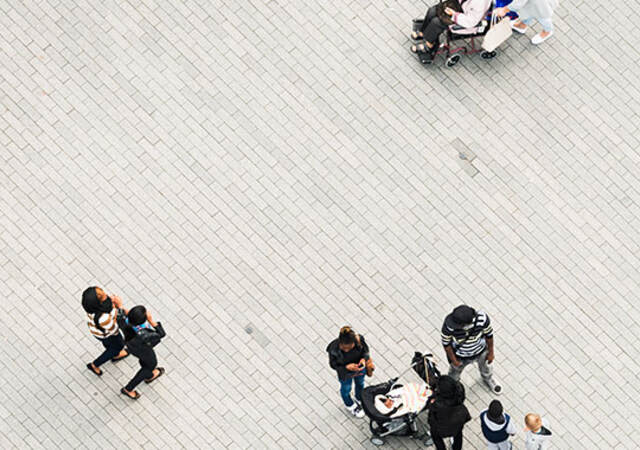 People walking as seen from above