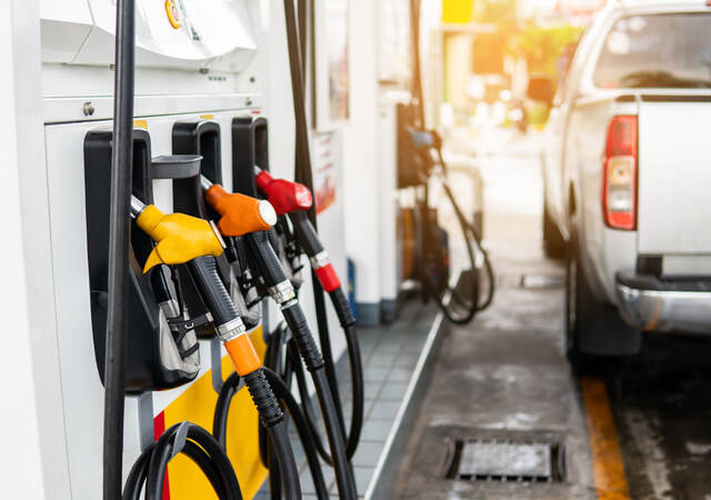 Fuel pumps at gas station