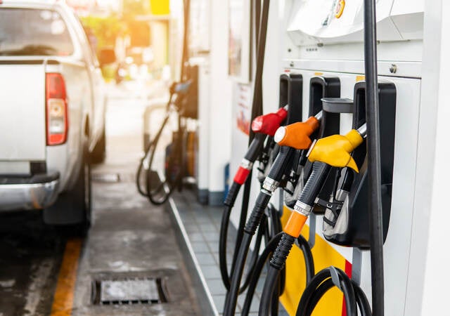 Fuel pumps at gas station