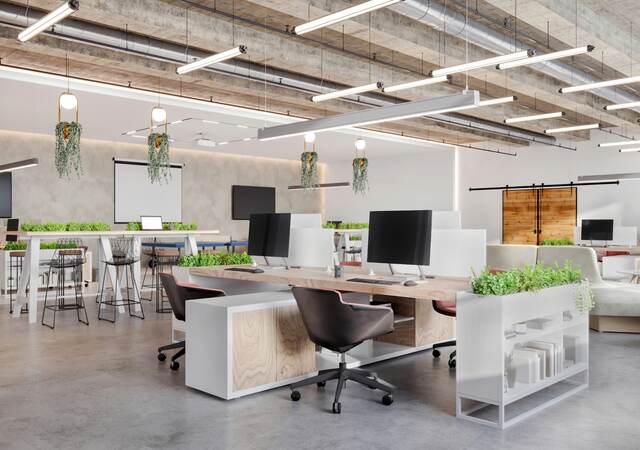 Modern open plan office space interior.