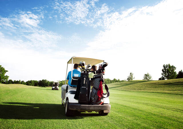 Person driving a golf cart