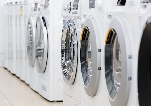 A row of washing machines