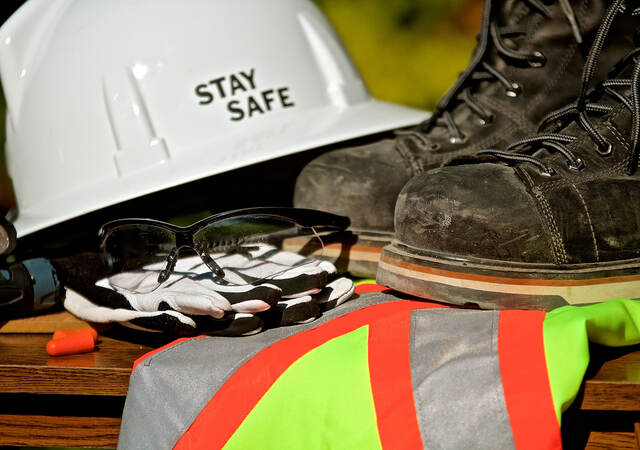 An assortment of personal protective equipment