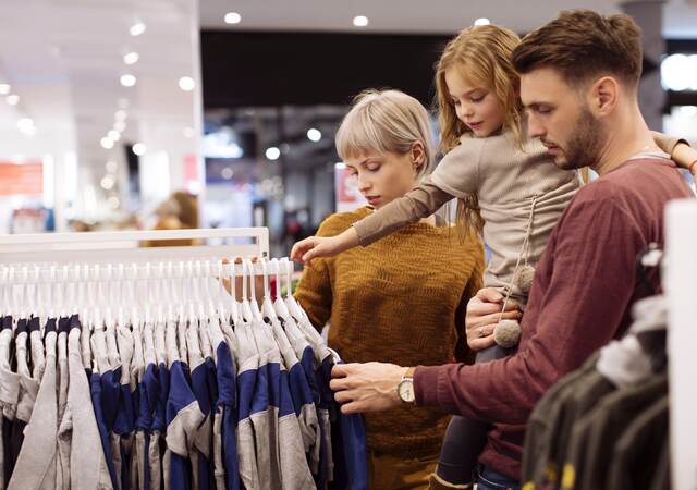 Family in a shopping mall