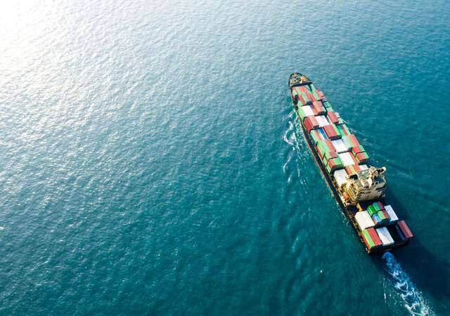 Cargo ship on the open sea