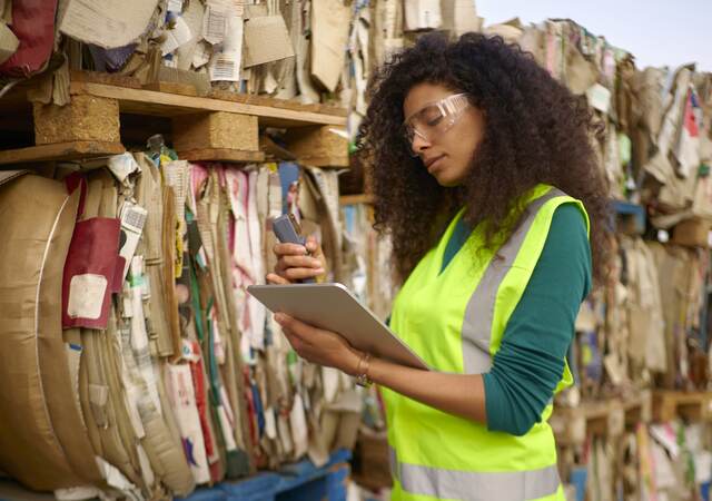 Sustainable warehouse worker.